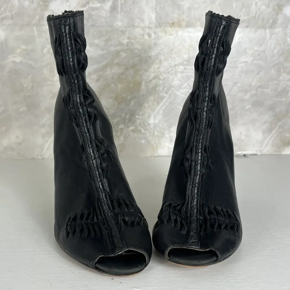 Sam Edelman Krosby Black Leather Cut-Out Ankle Bootie Heels Women's Size 11M
